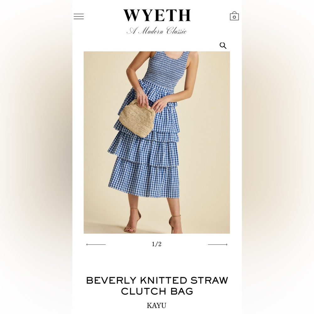 NEW KAYU BEVERLY KNITTED STRAW CLUTCH BAG